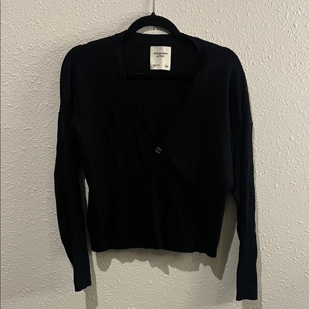 Abercrombie & Fitch Black Ribbed Cardigan Women’s Large